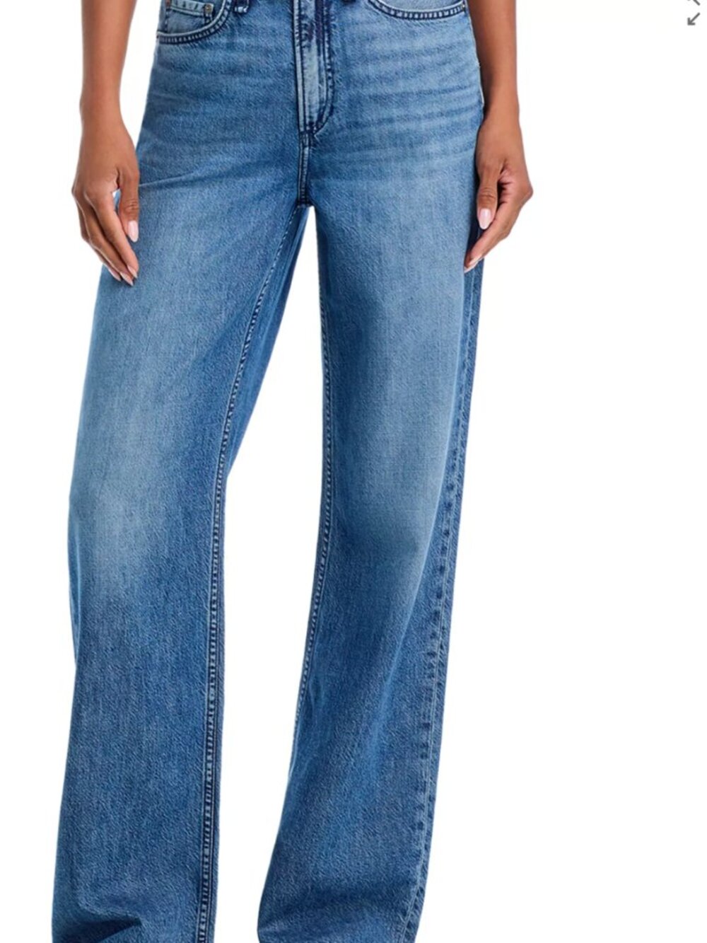 rag & bone Logan High Rise Wide Leg Rigid Denim Jeans Medium Wash Sz 25